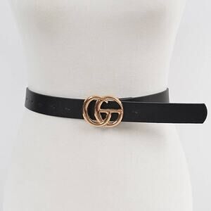 Metal Buckle Faux Leather Belt